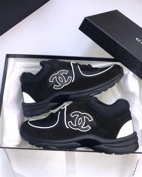 chanel black sneakers|Chanel black sneakers reflective.